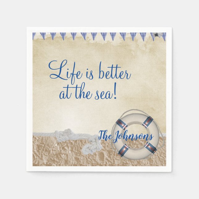 Guardanapo De Papel Salva-vidas na areia (Frente)