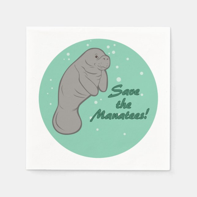 Guardanapo De Papel Salve os Manatees! (Frente)