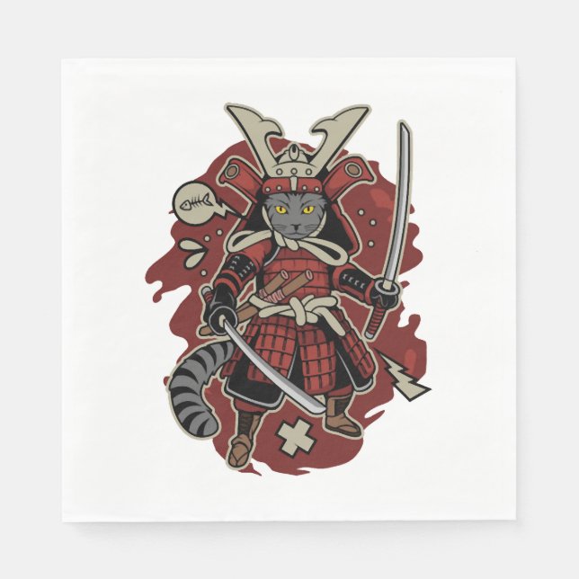 Guardanapo De Papel Samurai Gato Blindado (Frente)