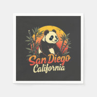 San Diego California Retro Sunset Vintage Panda