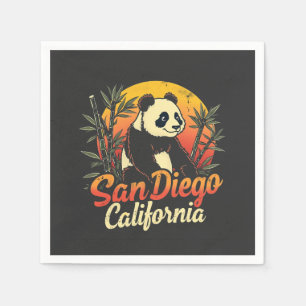 Guardanapo De Papel San Diego California Retro Sunset Vintage Panda