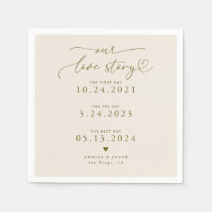 Guardanapo De Papel Sandy Beige Nossa História De Amor Casamento Elega