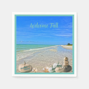 Guardanapo De Papel Sanibel Island Beach com Fall Pumpkins