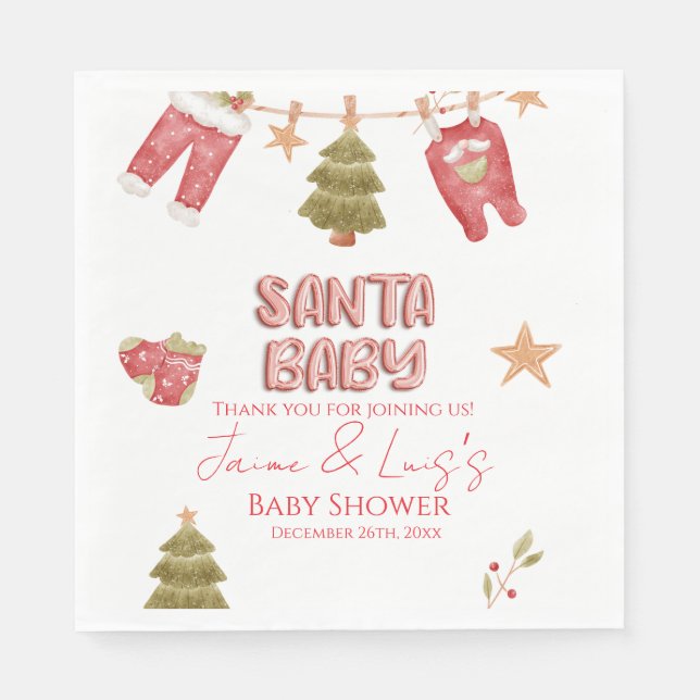 Guardanapo De Papel Santa Girl Boy Holiday Baby Shower   (Frente)