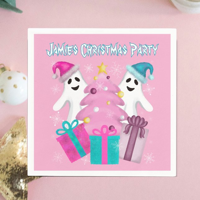 Guardanapo De Papel Santa Hat Fantasmas com Árvore de Natal e Presente (Criador carregado)