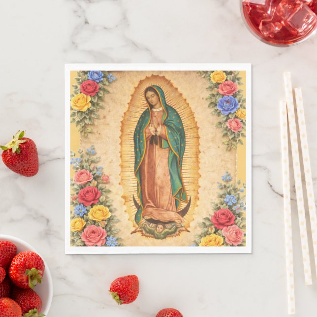 Guardanapo De Papel Santa Maria, Virgen de Guadalupe Mother Mary Roses (Insitu)