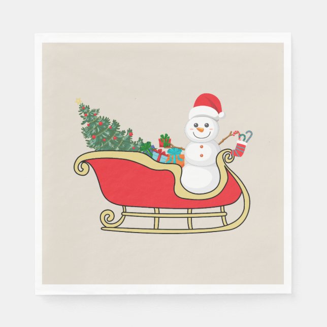 Guardanapo De Papel Santa snowman distributing gifts (Frente)