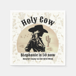 Guardanapo De Papel Santa Vaca Engraçada Vintage Cowgirl 50º aniversár
