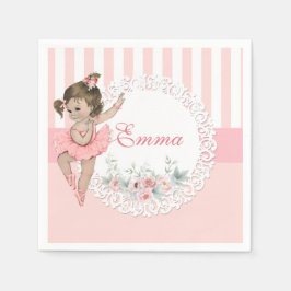 Guardanapo De Papel Sapatilha Rosa de Bailarina Listras Flores Renda