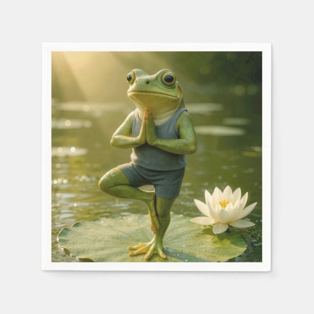 Guardanapo De Papel Sapo em uma Pose de Árvore de Yoga (Frente)