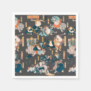 Guardanapo De Papel Sapo japonês ukiyo-e Froggies