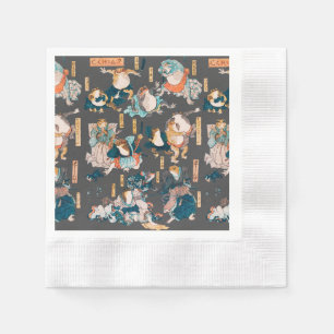 Guardanapo De Papel Sapo japonês ukiyo-e Froggies