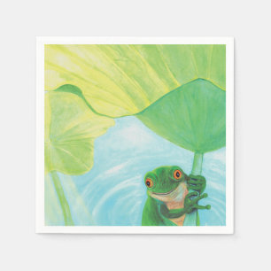 Guardanapo De Papel Sapo verde em Lily Pad