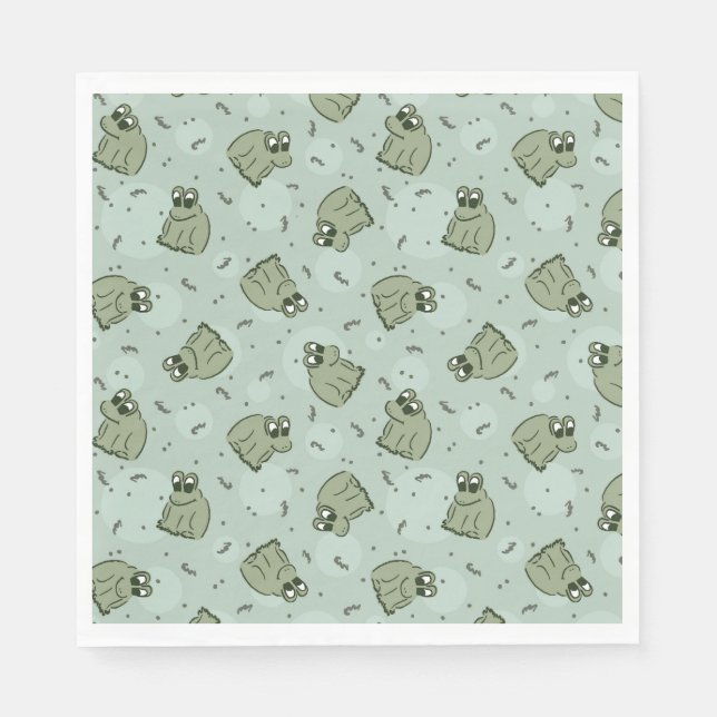 Guardanapo De Papel Sapos de Sage Bubble - o padrão verde de crianças. (Frente)