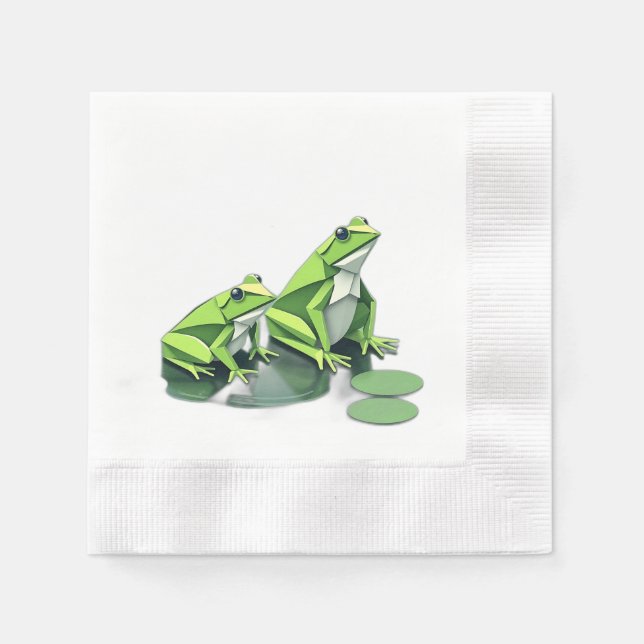 Guardanapo De Papel Sapos Origami em Estilo Geométrico (Frente)