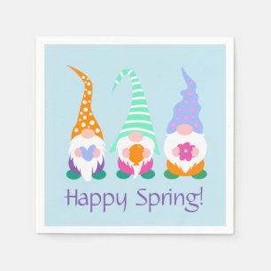 Guardanapo De Papel Saudações aos gnomos Primavera coloridos