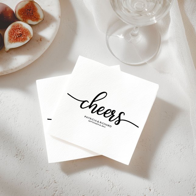 Guardanapo De Papel Saudações - Casamento Chic em Preto e Branco com C (Criador carregado)