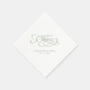 Guardanapo De Papel Saudações Cocktail de Casamento Caligrafia Verde S