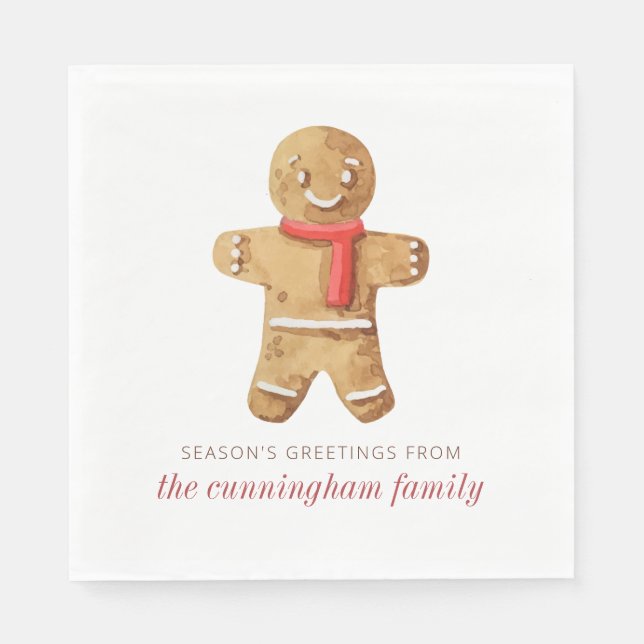 Guardanapo De Papel Saudações da época Homem Gingerpão com aquarela (Frente)