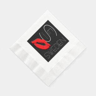 Guardanapo De Papel Saudações da Suecia Red Lipstick Kiss