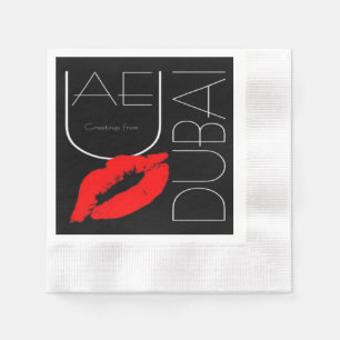 Guardanapo De Papel Saudações de Dubai UAE Red Lipstick Kiss