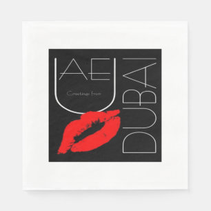 Guardanapo De Papel Saudações de Dubai UAE Red Lipstick Kiss