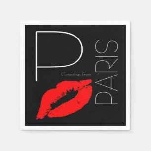 Guardanapo De Papel Saudações de Paris, França Red Lipstick Kiss