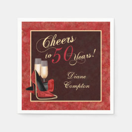Guardanapo De Papel Saúde a 50 anos vermelho Dourado negro