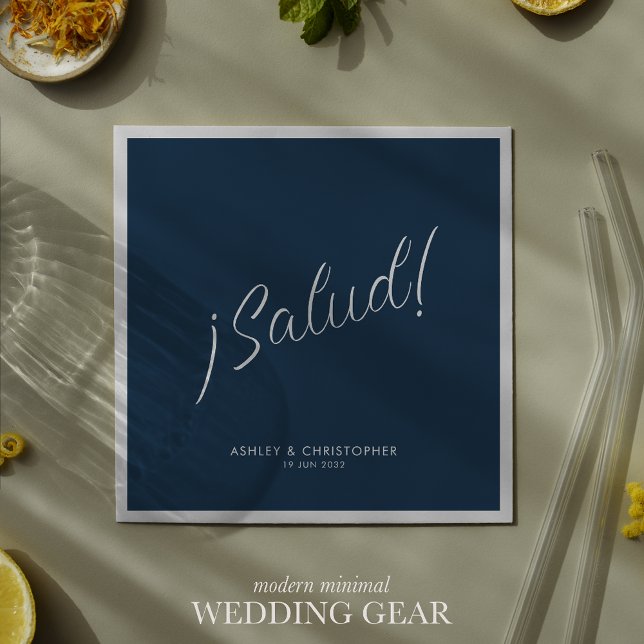 Guardanapo De Papel ¡Saúde! Azul Índigo Minimal Qualquer Oportunidade  (Criador carregado)