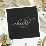 Guardanapo De Papel Saúde - Casamento Preto com Script Dourado Chic<br><div class="desc">Saúde - Escrita Chic Dourada Casamento Negro Napkins</div>