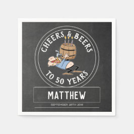 Guardanapo De Papel Saúde E Cervejas 50º Aniversário Preto e Branco