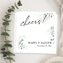 Guardanapo De Papel Saúde! Elegante Folhagem + Tipografia de Casamento