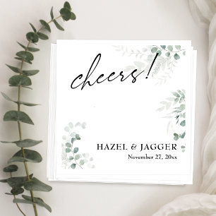 Guardanapo De Papel Saúde! Elegante Folhagem + Tipografia de Casamento