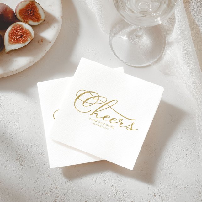 Guardanapo De Papel Saúde - Faux Foil Script Casamento Elegante Dourad (Criador carregado)