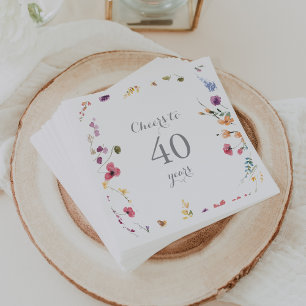 Guardanapo De Papel Saúde Floral Selvagem Colorida aos 40 Anos de Aniv