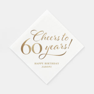 Guardanapo De Papel Saúde para 60 Aniversário Glitter e Dourado