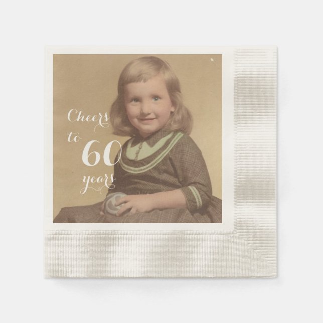Guardanapo De Papel Saúde para 60 anos! Foto de aniversário (Frente)