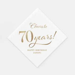 Guardanapo De Papel Saúde para 70 Aniversário Glitter Dourado