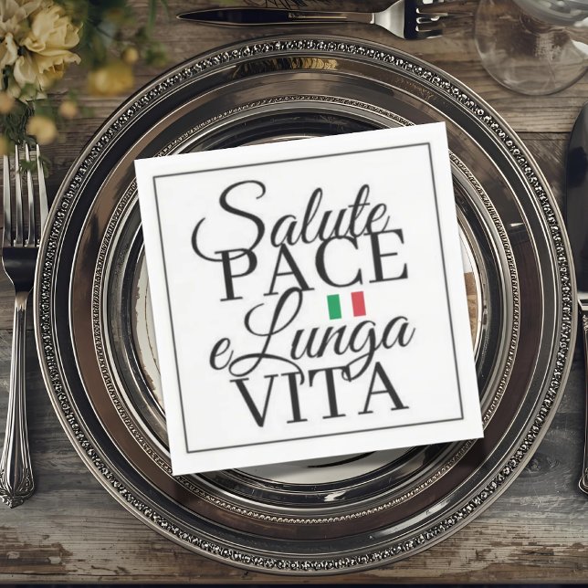 Guardanapo De Papel Saúde Paz e Longa Vida Brinde Italiano (Salute, Pace, e Lunga Vita Wedding Napkin with Italian Flag (Health, Peace, and Long Life) )