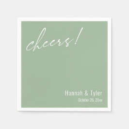 Guardanapo De Papel Saúde! Tipografia de Casamento Elegante Verde Sage