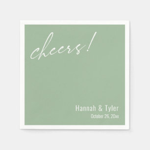 Guardanapo De Papel Saúde! Tipografia de Casamento Elegante Verde Sage