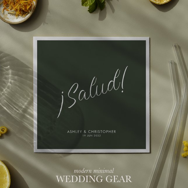 Guardanapo De Papel ¡Saúde! Verde Musgo Minimal Cocktail Para Qualquer (Criador carregado)