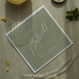 Guardanapo De Papel ¡Saúde! Verde Salvia Minimalista para Qualquer Oca