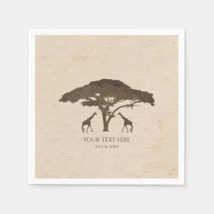 Guardanapo De Papel Savana Africana Dois Girafas & Árvore Casamento Vi