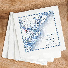 Guardanapo De Papel Savannah Georgia Mapa Elegante Casamento de Marinh