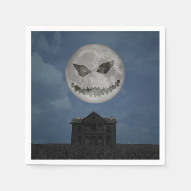 Guardanapo De Papel Scary Jack O Lantern Halloween Moon (Frente)