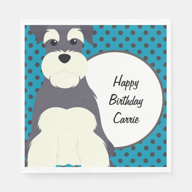 Guardanapo De Papel Schnauzer e Bolinhas Personalizadas (Frente)