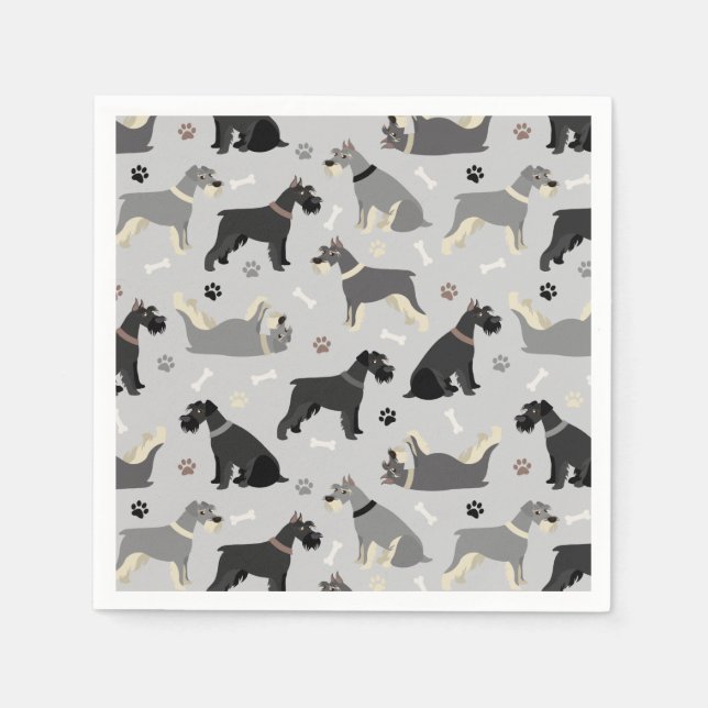 Guardanapo De Papel Schnauzer Paws e Bones Napkins (Frente)
