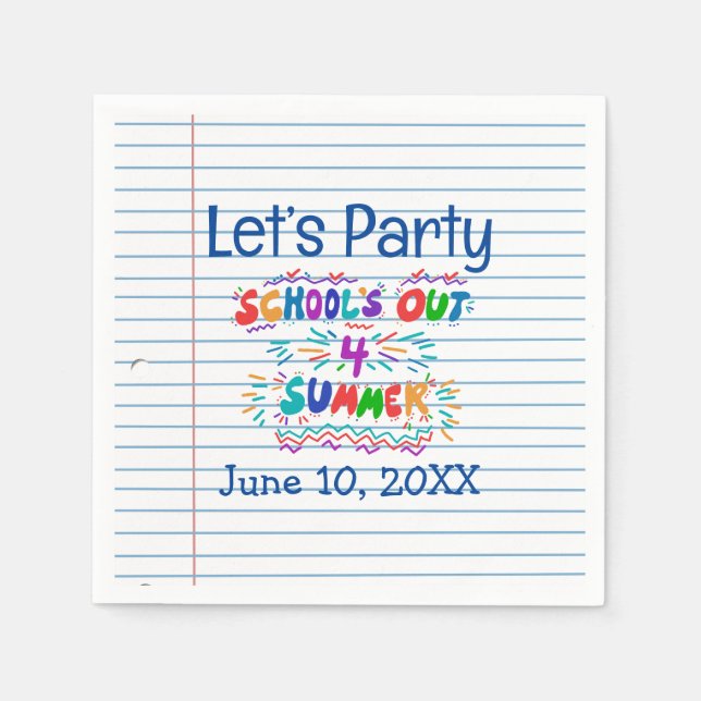 Guardanapo De Papel School’s Out Loose Leaf Paper (Frente)