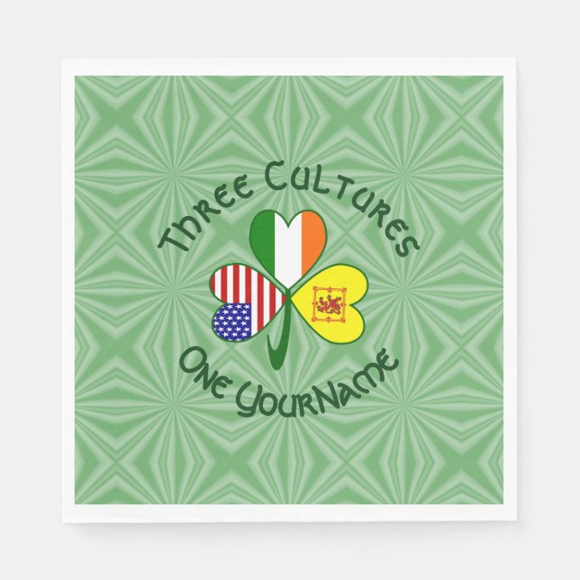 Guardanapo De Papel Scot Lion Irish USA Flags Shamrock Personalizado (Frente)